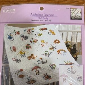 Bucilla Alphabet Dreams Stamped Cross Stitch Quilt Top - White